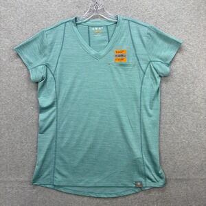 Ariat‎ Rebar Shirt Womens Large Teal Shirt Tee Climate Fresh Tek Performance NEW